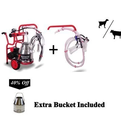 Electric Cow and Goat Milking Machine (2 Handles) Complete Milking System With a 6 Gallons Extra Milking Bucket! Hybrid