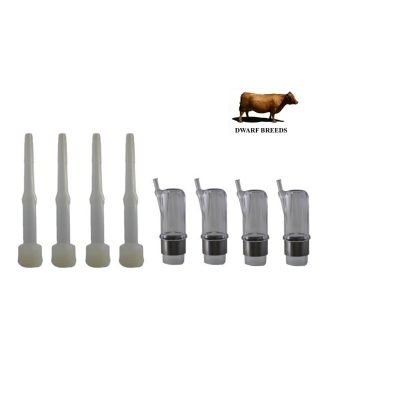 (4) Large teat liners dwarf cow with stainless steel & acrylic shells By Melasty No. (4) 3104-3 (D). (4) 3238-1